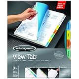 Wilson Jones View-Tab Transparent Dividers, 8-Tab Set, Square Multicolor, 5 Pack (5 sets of 8-Tab Dividers) (W55567)
