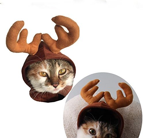 FastEngle Christmas Halloween Costume Pet Cat Dog Antlers Deer Cap Hat