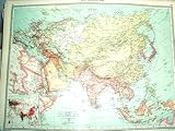 2 LARGE ANTIQUE MAPS RUSSIA + ASIA C1880