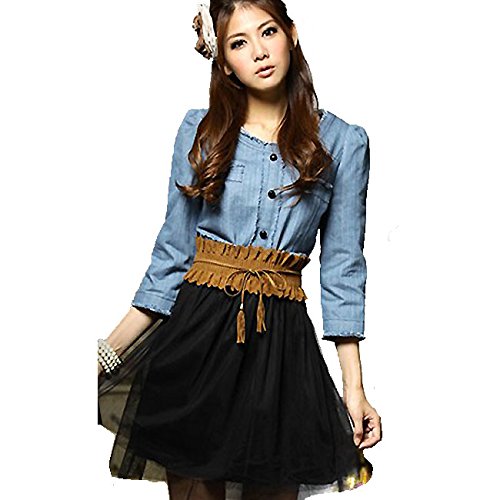 (ゴールドジャパン)Goldjapan ワンピースシフォン チュニック7分袖秋冬ガーリードッキングワンピ