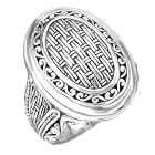 925 Silver Basket Weave Design Ring- Size 6
