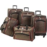 American Flyer Animal Print 5 Piece Spinner Luggage