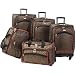 American Flyer Animal Print 5 Pc Spinner Luggage Set (Leopard Red)
