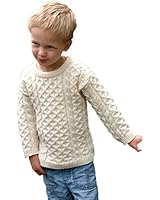 Aran Crafts 100% Merino Wool Childrens Crew Neck Sweater Natural