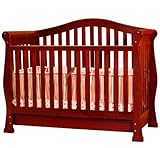 Convertible Baby Crib with Drawer in Cherry Finish