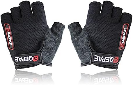 Qepae Bravo Cycling Golves Ultra-breathable Half Finger (Black, XL(3.5"-3.9"))