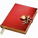 Genuine Leather Heart Lock Diary, Working Key and Lock, Red, 8"