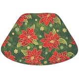 Green Poinsettia Holiday Wedge-Shaped Placemat for Round Tables
