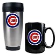 Chicago Cubs MLB Stainless Steel Travel Tumbler & Black Ceramic Mug Set - Primary Logo by Great American Products