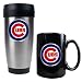 Chicago Cubs MLB Stainless Steel Travel Tumbler & Black Ceramic Mug Set - Primary Logo by Great American Products