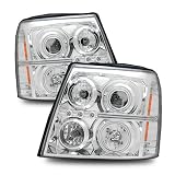 2002-2006 Cadillac Escalade CCFL Twin Angel Eyes Halo LED Projector Headlights Chrome by Eagle Eye Lights