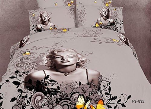 Cooperation Home Textiles, Unique 3d Bedding Sets, Queen Size Beautiful Marilyn Monroe Bedding Set 4pc (4pc without comforter, 1)