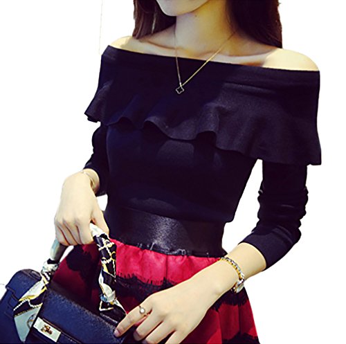 LOL2 トップス レディース オフショル ニット 長袖 秋冬 フリル