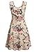 ACEVOG Women's Sleeveless Flower Printed Vintage Cocatail Flare Dresses Beige XL