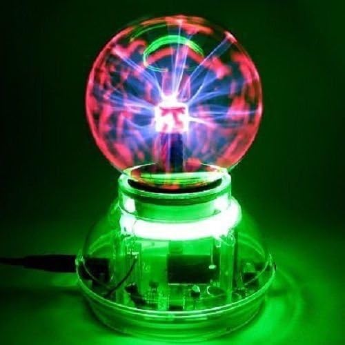 4 Inch Plasma Nebula Ball Lamp Music / Sound Activated With Neon Ring - Green