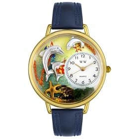 Whimsical Watches Unisex Dolphin Blue Leather Watch #G0140004
