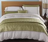 Leaves Green Embroidered Bedspread Throw Matches Duvet Catherine Lansfield