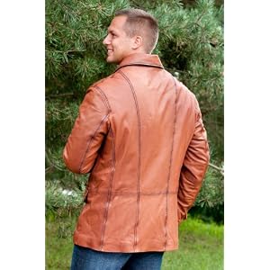 Mens 3-Button Distressed Italian Leather Jacket