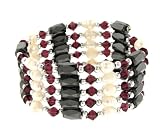 51K3oO7lx7L. SL160  Fresh Water Pearl Magnetic Wrap Bracelet/Necklace/Anklet Lariat   Purple   36 in Length