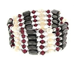 Fresh Water Pearl Magnetic Wrap Bracelet/Necklace/Anklet Lariat - Purple - 36'' in Length