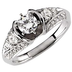 14K White Gold Diamond Engagement Ring (Center stone is not included)