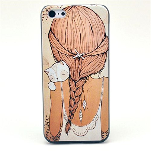 Cute funny Picture Hard Back Case Cover Skin For Apple iPhone5C -Long-haired girl (Package includes: 1 X Screen Protector and Stylus Pen image”Gift_Source”)