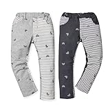 ベビー服 男の子 ロングパンツ Kid Bow 9分丈 ボーダー切替 車柄 男児 ベビー (1.グレー/95cm)