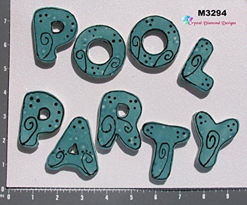 Ceramic Handmade Pool Party letter Tile - Kiln Fired Mosaic M3294
