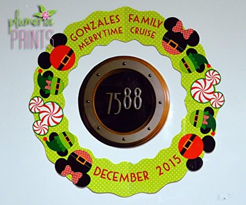 HANDMADE Disney Inspired Christmas Family Wreath Mouse Head Magnet Set for Disney Cruise
