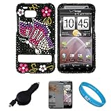 Full Diamond Black Case with Rainbow Butterfly Design Rhinestone Diamante 2 ....