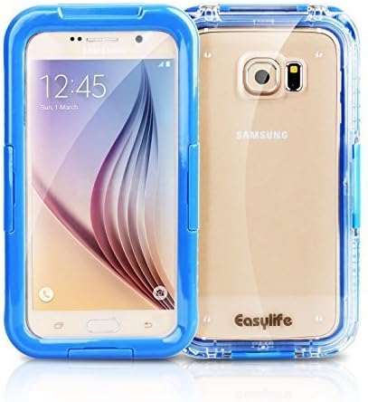 Galaxy S6 Waterproof Case with Strap, Easylife® [New Version] 6.6ft Underwater Waterproof Dustproof Dirtproof Shockproof Anti-shock Transparent Box Full Sealed Cover for Samsung Galaxy S6 (Blue) IP 68 Certified