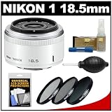 Nikon 1 18.5mm f/1.8 Nikkor Lens (White) with 3 UV/CPL/ND8 Filters + Accessory Kit for J1, J2 & V1 Digital Camera