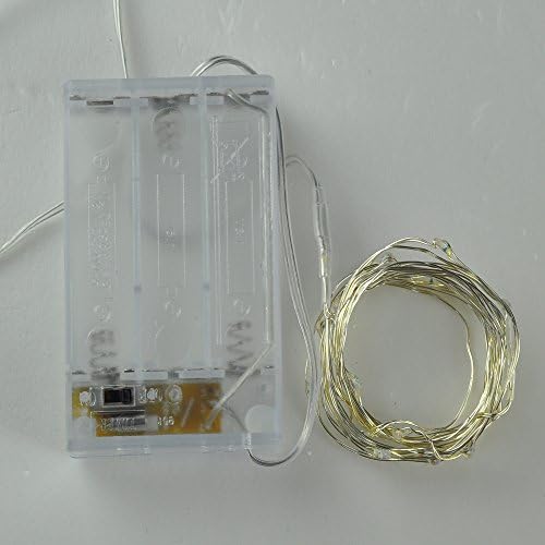 20 Micro LED String Lights - 3x AA Battery Powered Starry Lights with Timer- 7Ft Long Silver Ultra Thin Copper Wire - Indoor/Outdoor Use - Perfect to Festival, Birthday party, Wedding, Holiday (Green)