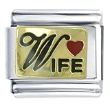 Wife Heart Italian Charm Link Bracelet