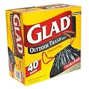 Glad Outdoor Trash Bags with Drawstring, 30 Gallon 40 bags