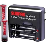 Sunpak ACC-M1074-01 Super-Compact 60-Minute Charger with 2 NiMH AA Batteries