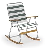 Telescope Casual High Back Folding Rocking Arm Beach Chair, Cabana Green/White
