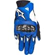 Alpinestars SMX-2 Air Carbon Men's Leather Road Race Motorcycle Gloves w/ Free B&F Heart Sticker Bundle - Blue/White