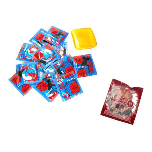 Atlas Premium Latex Condoms Lubricated Colored 12 condoms with Travel Condom Compact Plus SCREAMING O ERECTION AIDS
