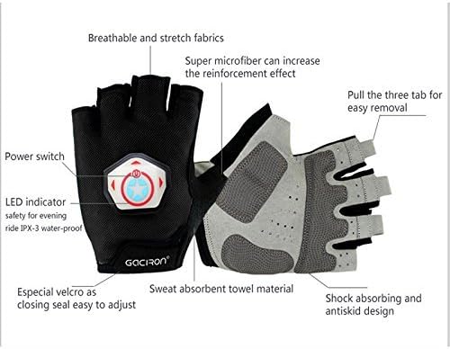Miroad Gacron H02 LED Turning Signal Bicycle Cycling Gloves and Biking Gloves Half Finger Ultra-breathable and Anti-slip (BLACK, L)