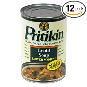 Pritikin All Natural Lentil Soup Reduced Sodium , 15-Ounce Cans (Pack of 12)
