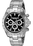 Stuhrling Original Octane Raceway Men's Quartz Watch with Black Dial Analogue Display and Silver Stainless Steel Bracelet 564.02