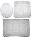 Kinzler J-10057 silber Mikrofaser Badematten Set 3tlg., 2x47x50cm + 50x80 cm, silber
