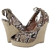 51K4S55xSrL. SL160  Cynthia08 Snake Woven Platform Wedges BROWN