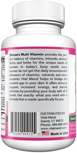 Vital Mend Women's Daily Multivitamin, 100 Count, Made in the USA, 1 Bottle