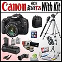 Canon EOS Rebel T2i 18.0MP Digital SLR Full HD Camera with Ultimate Starter Kit - Package includes: EF-S 18-55mm f/3.5-5.6 IS, Professional Travel Backpack, 2 Extra LP-E8 Extended Life High Capacity Battery with Opteka Power Grip, Opteka Professional 1X-2.5X Right Angle Viewfinder, Travel Tripod and Much More