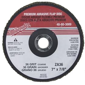 Milwaukee 48-80-3009 7 by 7 8-Inch 36-Grit Flap Disc by Milwaukee