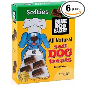 Blue Dog Bakery Natural Soft Dog Treats, Peanut Butter Flavor Softies, 10-Ounce Boxes (Pack of 6)