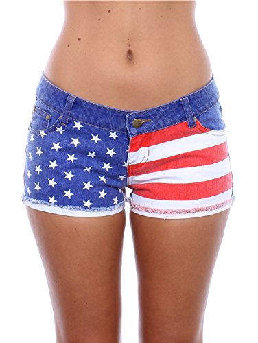Women's USA American Flag Denim Shorts