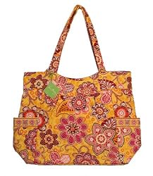 Vera Bradley Bali Gold Pleated Tote